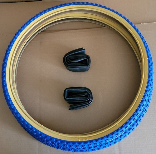 CYCLEZ 20 X 1.75" Gum Wall BMX Tire Set (2 Tires & 2 Tubes) | Red/Blue/Black For Old School BMX Bikes - View #5