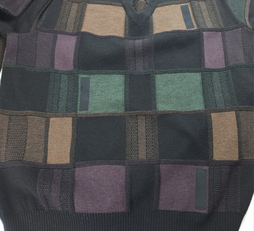 Medium Vintage St. Croix Knits Raymond Levine Men's Wool V-Neck Colorblock - Picture 5 of 6