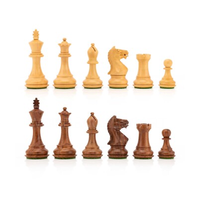 3.5'' Staunton Chess pieces Only in Golden Rosewood & Boxwood - Weighted