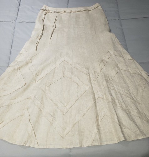 Willi Smith Linen A-line Skirt Size 10 Beige - Picture 2 of 11