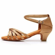 Roymall Women's Black Gold Satin Latin Dance Shoes Ballroom Performance Shoes ..