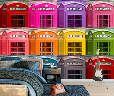 3D London Telephone Booth O03 Wallpaper Wall Mural Self-adhesive Assaf Frank Fay