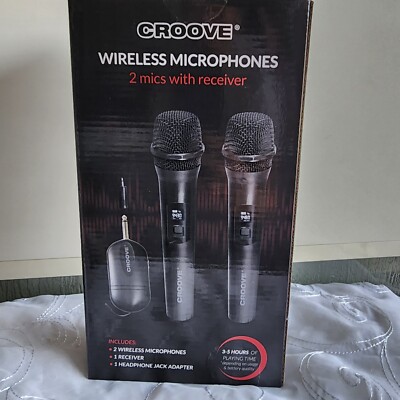  Croove Wireless Dual Microphones. 2 Mics with Receiver