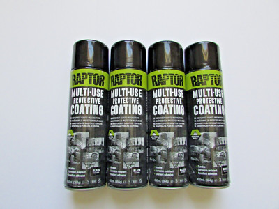 4 X UPOL Raptor 1K Bed Liner Anti-Corrosion Textured Spray Can Black 450ML