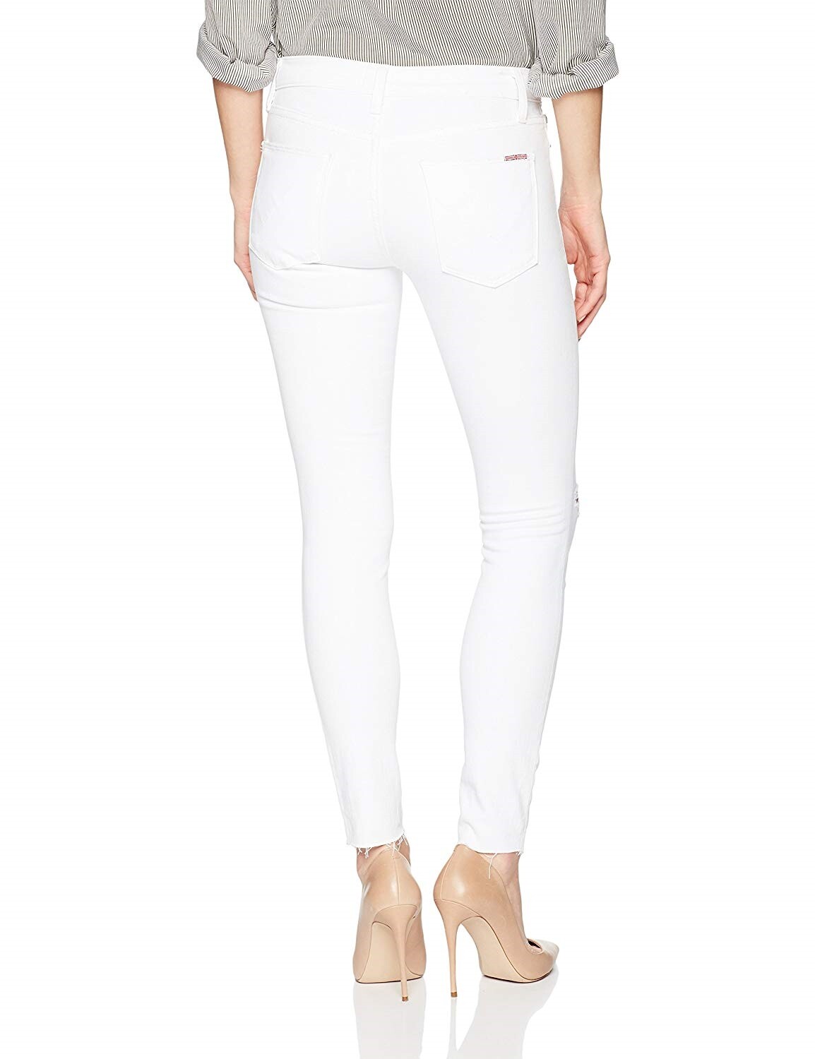 Hudson Jeans 155043 Women's Mid-rise Super Skinny Distressed White jeans Sz. 28