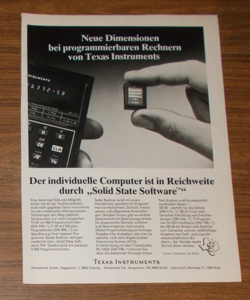 Seltene Werbung TEXAS INSTRUMENTS TI-58 Taschenrechner #1 1977 - Bild 1 von 1