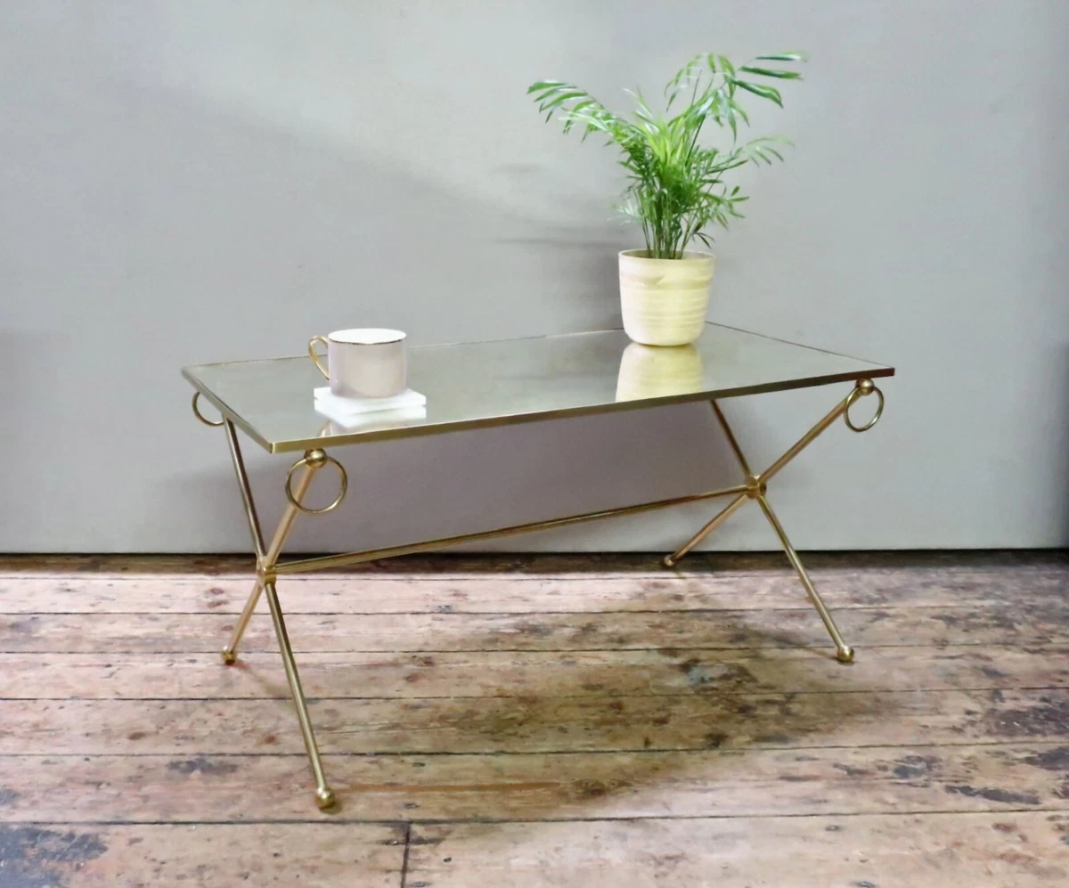 Mid century brass coffee table outlet