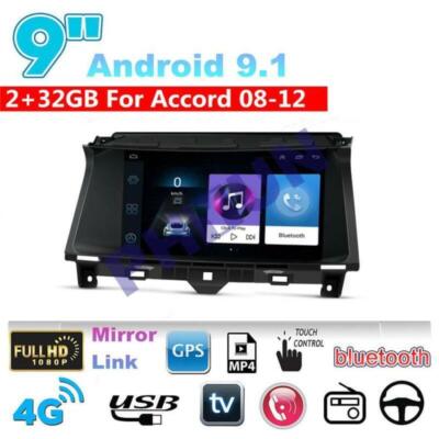 For 2008-2012 Honda Accord 9'' Android 9.1 Stereo Radio GPS Navigation 2GB+32GB