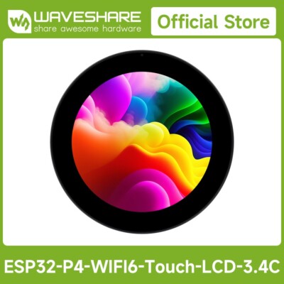 Waveshare ESP32-P4 3.4/4 Inch Round Touch Display Development Board  Wi-Fi 6