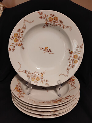 Marx & Gutherz Carlsbad Austria Set of 6 Pasta Bowls 9  1/2'' Floral Vintage