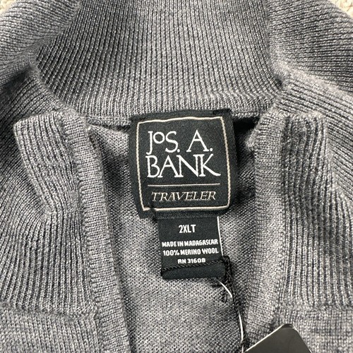 Jos A Bank 1/4 Zip Mock Neck Pullover Sweater Gray Men’s Size 2XLT - Picture 2 of 7