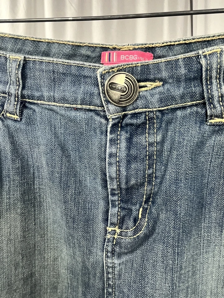 BCBGirls Mujer Falda Talla 12 Lavado Ligero Denim Lápiz Falda Algodón Informal Foto 2 de 4