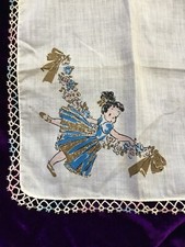 Vintage Girls Handkerchief Ballerina Hankie Tatted Tatting Floral Garland