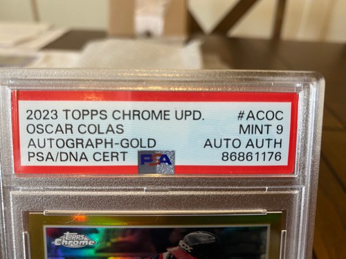 2023 Topps Chrome Update Oscar Colas RC Auto Gold /50 PSA Mint 9 White Sox - Picture 2 of 5