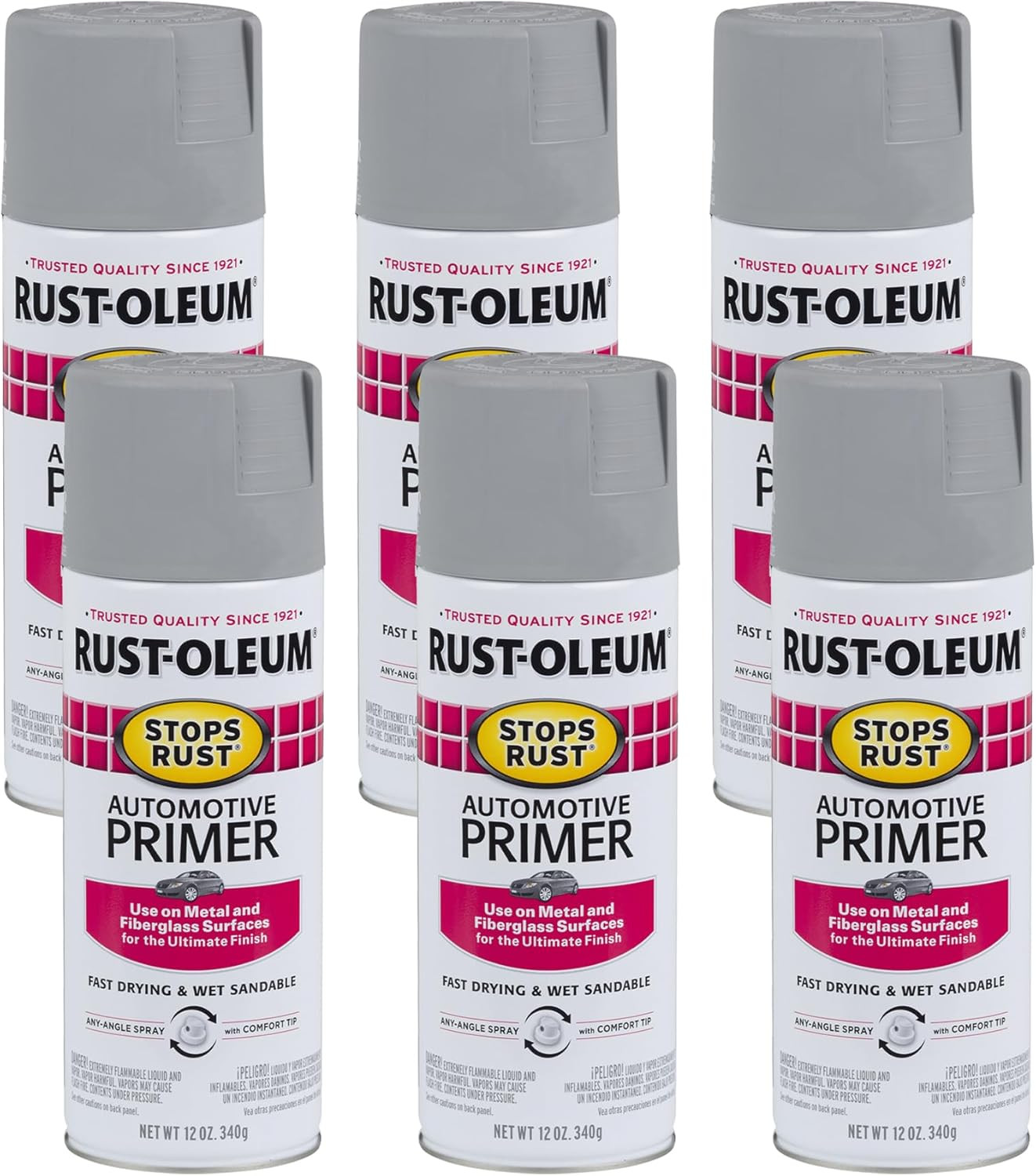 Автомобильный грунтовочный спрей для защиты от ржавчины Rust-Oleum 2081830-6PK 12 унций Жидкий светло-серый 6790₽
