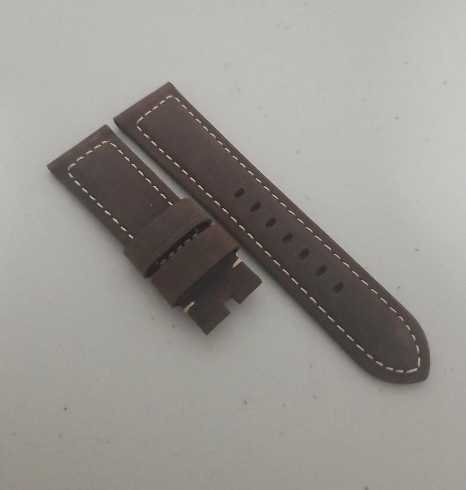 Reloj Panerai 24 mm Marrón Assolutamente Cuero OEM Correa de Gamuza para Hebilla Tang Foto 2 de 4