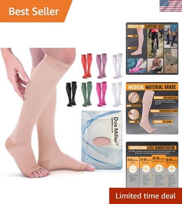 Open Toe Compression Socks Leg Support Stockings for Swelling Varicose Veins ...