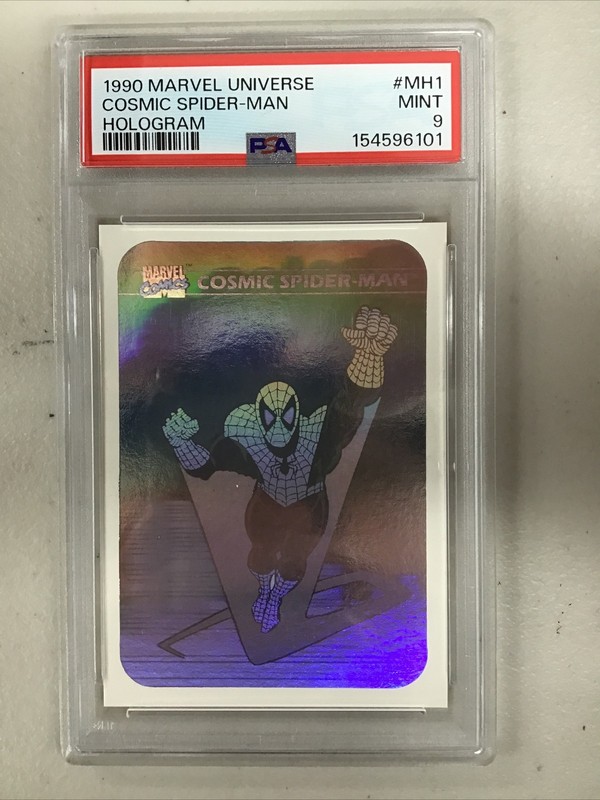 1990 MARVEL UNIVERSE HOLOGRAM MH1 COSMIC SPIDER-MAN MARVEL CARD PSA 9
