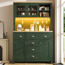 Kitchen Cupboard w/ Countertop, Green, Tall Storage Cabinet w/ App Controlled LE