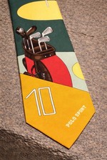 Vintage Polo Ralph Lauren Mens Neck Tie Golf POLO Sport Graphic Silk Made in USA