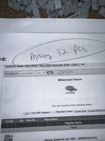 Lego 7965 Star Wars Millenium Falcon 3 Minifigure Luke Han Chewbacca Miss 32 Pcs