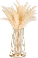 Goldene Vase FüR Pampasgras, Moderne Tischdeko, Metall-Glas-Vase,