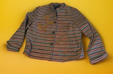 Talbots Blazer Womens 12p Multi Purple Red Striped Button Jacket Vintage NEW