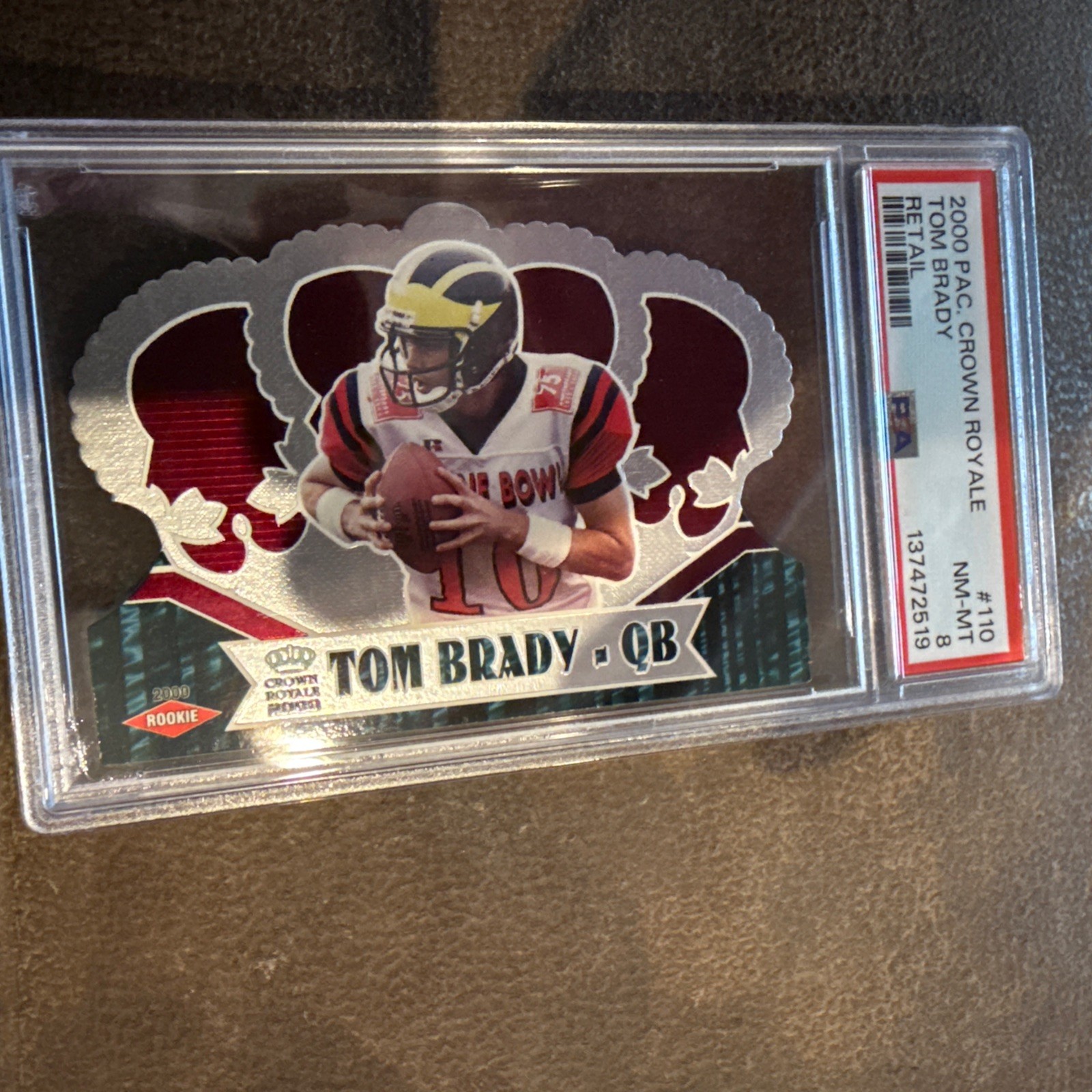 Tom Brady 2000 Pacific Crown Royale Retail Rookie Card PSA NMMT 8