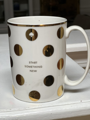 Kate Spade Lenox Start Something New Ivory & Gold Metallic Polka Dot Cup Mug