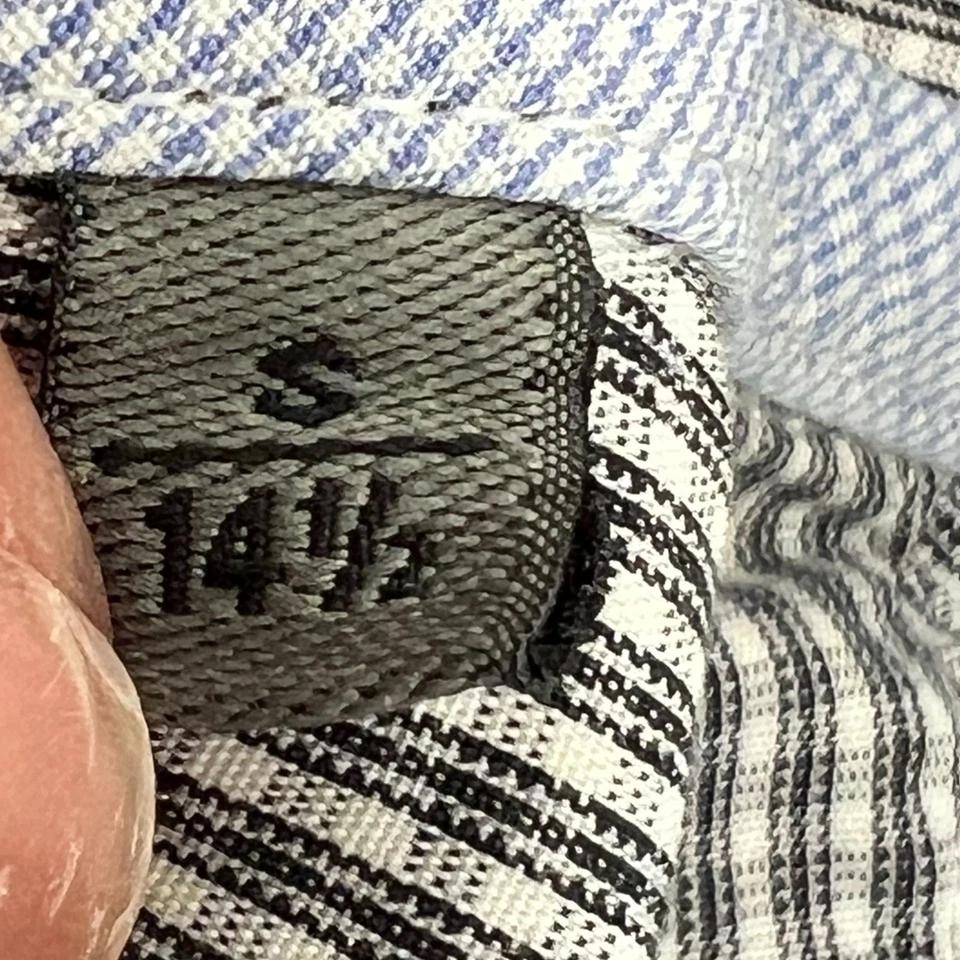 GIVENCHY Men S 14.5 Gray Plaid Dress Shirt 100% Cotton Button Down Luxury - Image 4 of 4