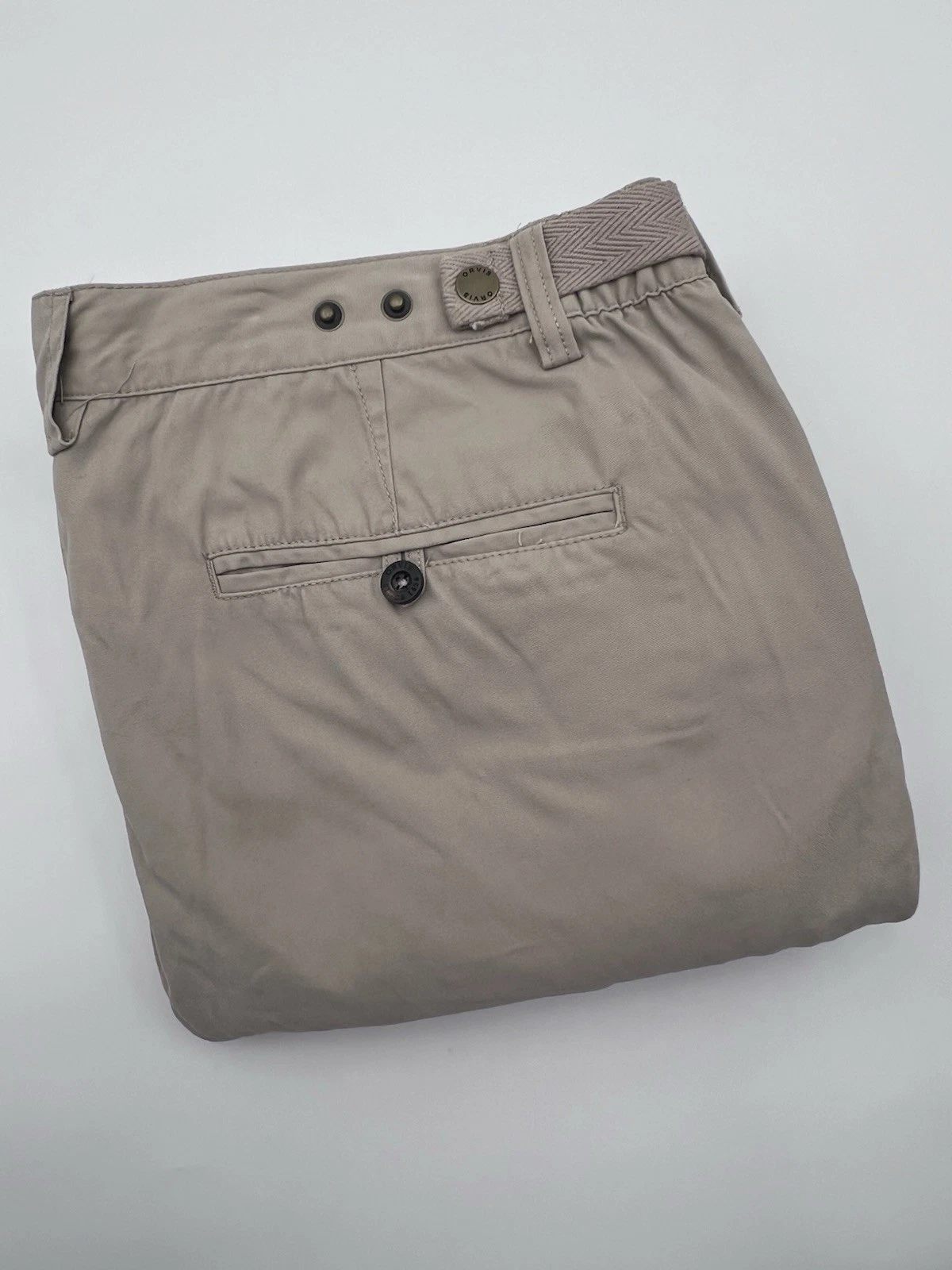 Orvis Mens Beige Safari Cargo Pants Size 38X29 100% Cotton Adjustable Waist