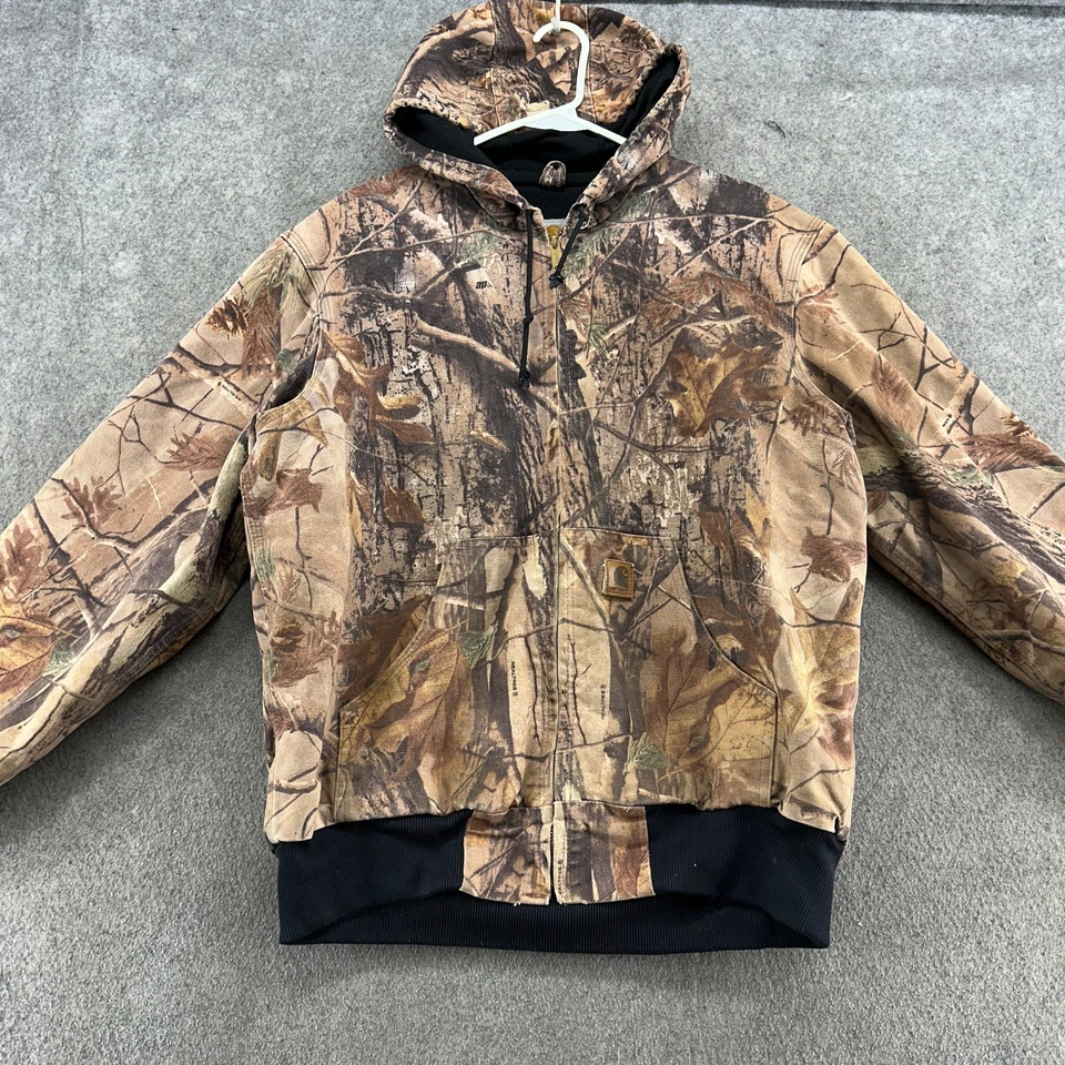 Carhartt Jacket Men M Brown Realtree FullZip Logo Canvas Hoodie Hunting Outdoor - Image 3 of 4