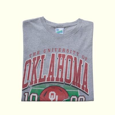 NCAA '47 VTG Y2K RETRO OU SOONERS OKLAHOMA FOOTBALL GRAY GRAPHIC T SHIRT SZ L
