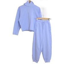 adidas Premium Essentials Short Hoodie and Pants Set S/XS Violet Tone Women USED