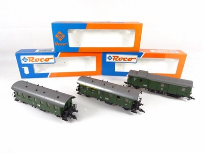 ROCO Donnerbüchsen-Set der DB grün, 3 Wagen, guter Zustand mit OVP