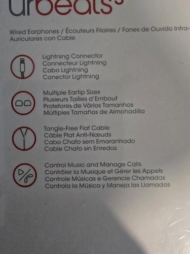 Écouteurs Beats urBeats3 avec connecteur Lightning noir neuf scellé - Photo 3 sur 4