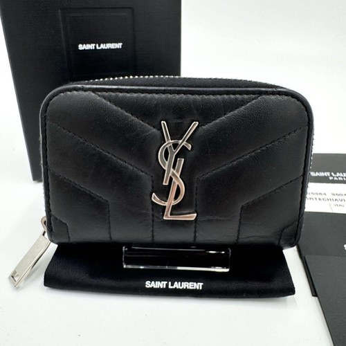 Saint Laurent Coin Case Card Holder Wallet Purse Compact YSL Cassandra Black - Picture 16 of 24
