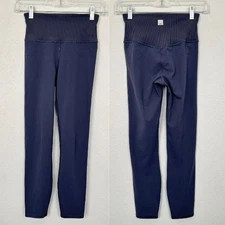 Vuori Rib Studio Leggings Azure Blue High Rise 7/8 Length Women's X-Small XS