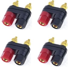 4pcs Gold Plated Insulated Terminal Binding Post Power Amplifier Dual Black