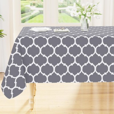 Smiry Waterproof Vinyl Rectangle Tablecloth, Flannel Backing, 60x84, Grey