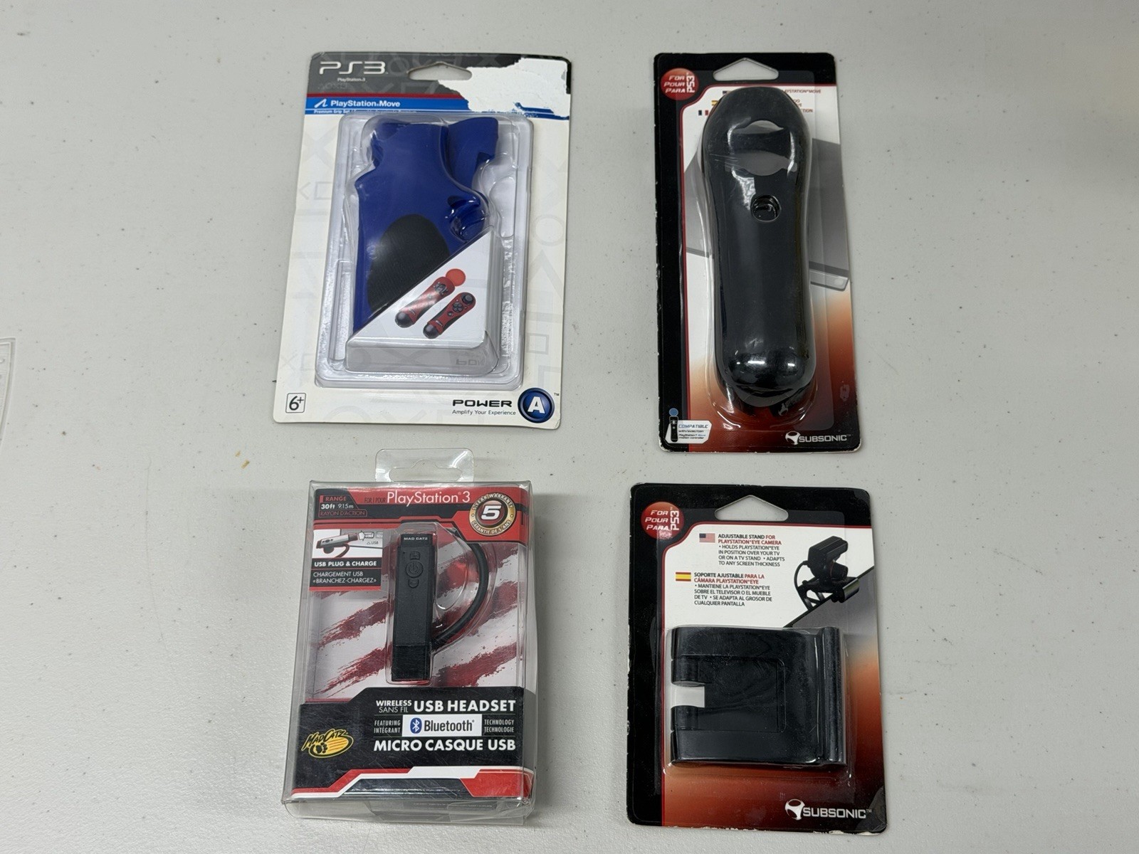 Playstation 3 Accessories Lot Move Grips, PS3 Camera Mount, PS3 Headset New