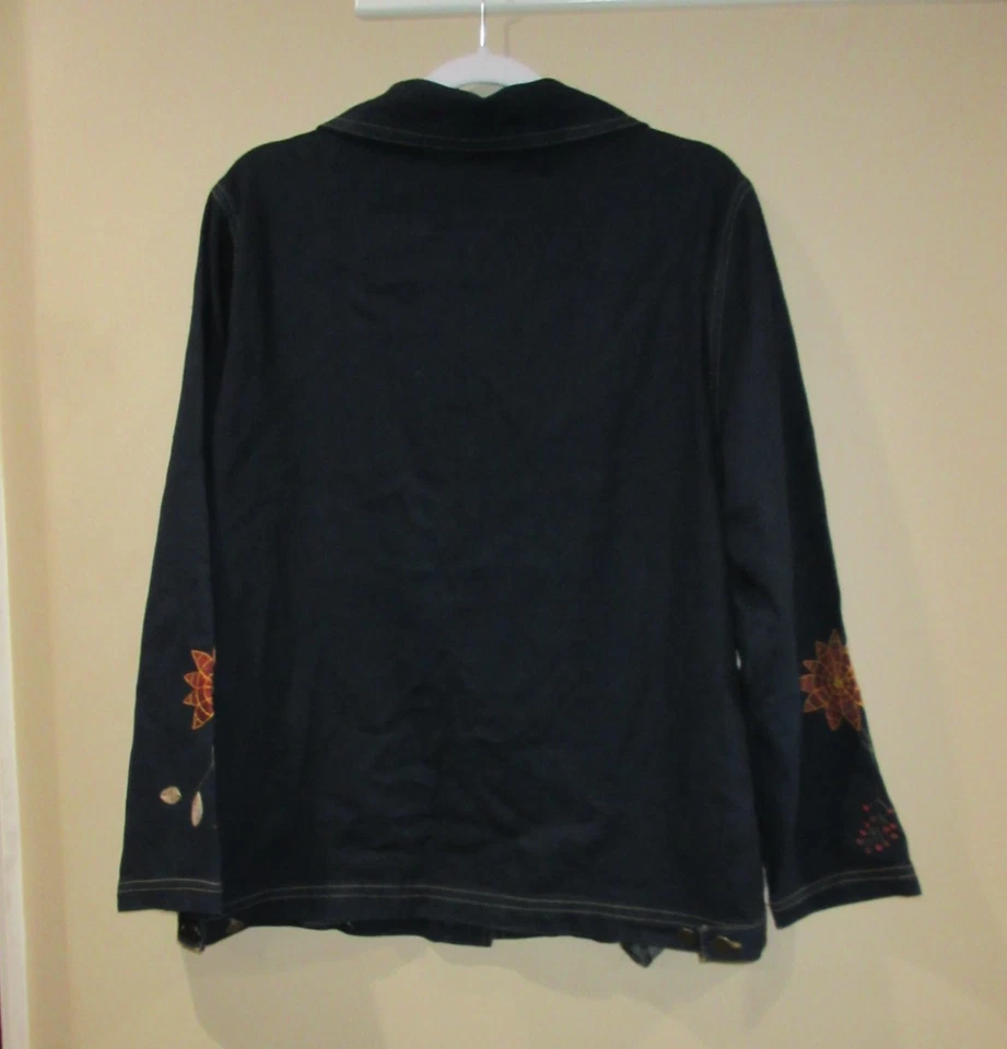 Chaqueta de Jean Tudor Court Bordada Otoño Mujer M Con Botones Floral/Hoja Patrón Foto 2 de 3