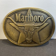 Marlboro Solid Brass Belt Buckle, Philip Morris 1987, Great Condition