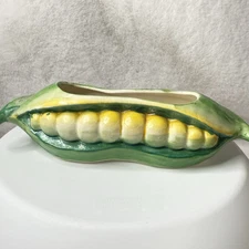 Vintage MCM Figural Vegetable Pea Pod Condiment Dish ~ Occupied japan 1950s
