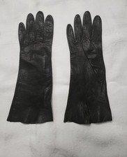 Vintage Black Leather Gloves Womens Size 7.5 Special Occasion Opera Length