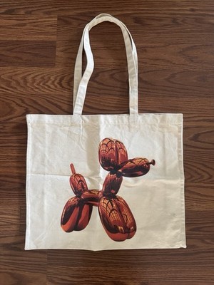 Christie s x Jeff Koons Balloon Dog  I Love Koons  Canvas Tote Bag White Orange