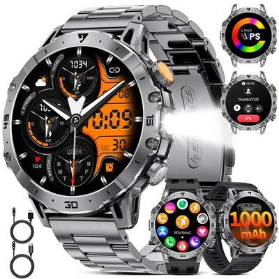Smart Watches for Men 1000mAh Battery/Flashlight/3 men's standard, Black 