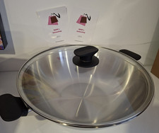 Tupperware Wok 38cm Serie Universale Acciaio Inox con Coperchio in Vetro