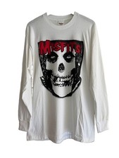 Misfits 1990s Vintage Skull Graphic White Long Sleeve T-Shirt Rare Band Tee