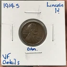 1914-S 1C Lincoln Wheat Cent VF Details Damage